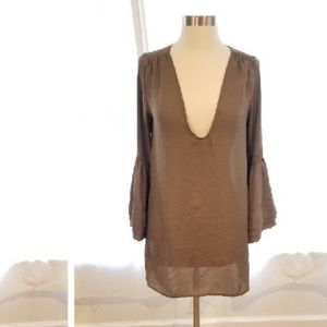 Show Me Your MuMu Low V Tunic Dress Bell Sleeves M